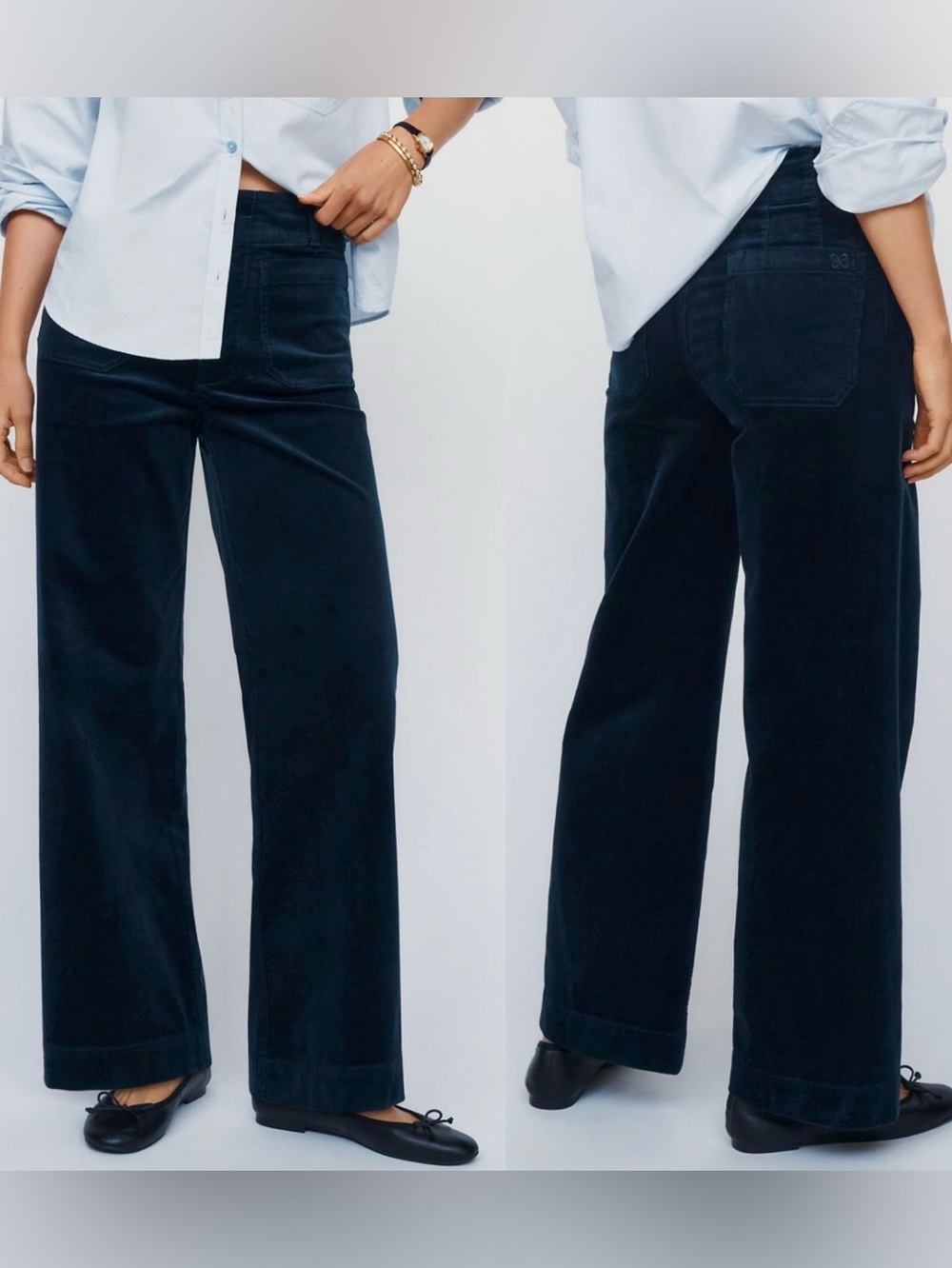 Maeve The Colette Corduroy Tall Wide Leg Pants in Navy